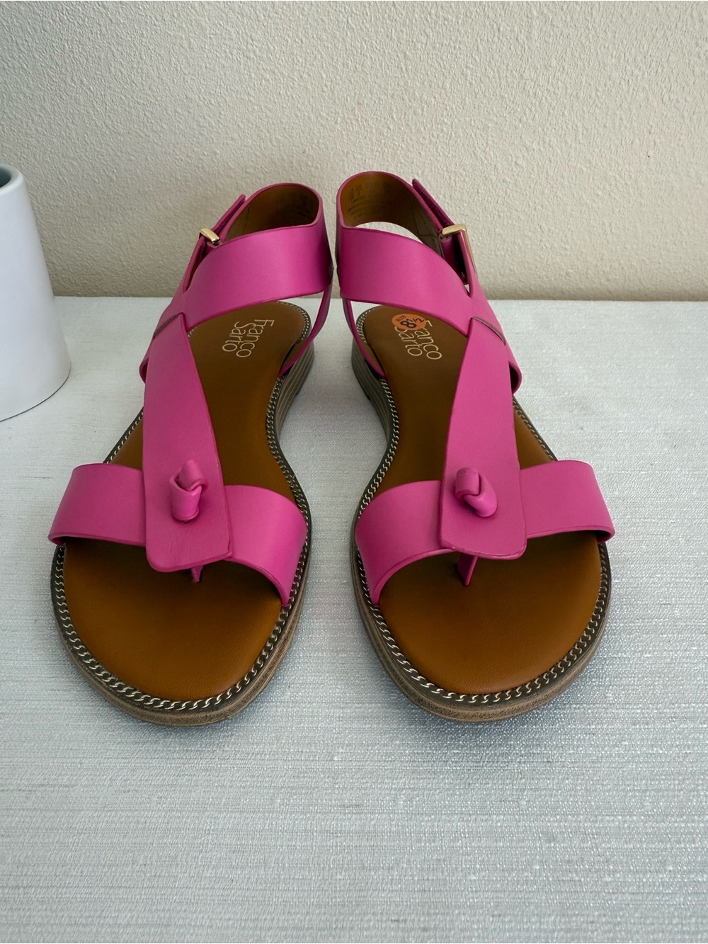 Franco Sarto Hot Pink Strap Leather Sandals - Picture 5 of 10